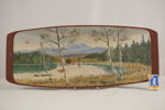 Björkar vid en älv målat tråg 61,5x25. M16