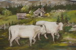 Fäbod målat tråg 61x28. M17