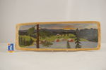 Landskap från högre vy målat tråg 52x18. M18