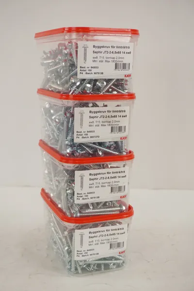 4Pkt Ejot Byggskruv för limträ/trä JT2-2-6,5x65 14 sw8. D128