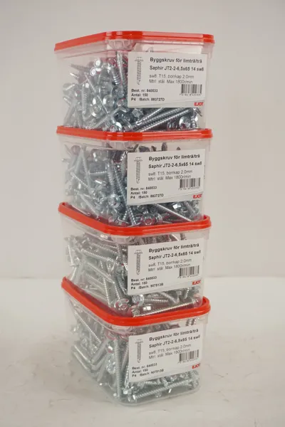 4Pkt Ejot Byggskruv för limträ/trä JT2-2-6,5x65 14 sw8. D130