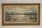 Tavla, båt på sjön, 90x52cm. M16/