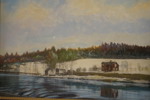 Tavla, Stuga vid sjön, tryck 39x33cm. M23/