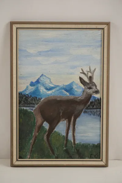 EÖ, Tavla, rådjur 25x37cm. M24/