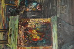 Man framför en öppen spis 41x49cm. M42/