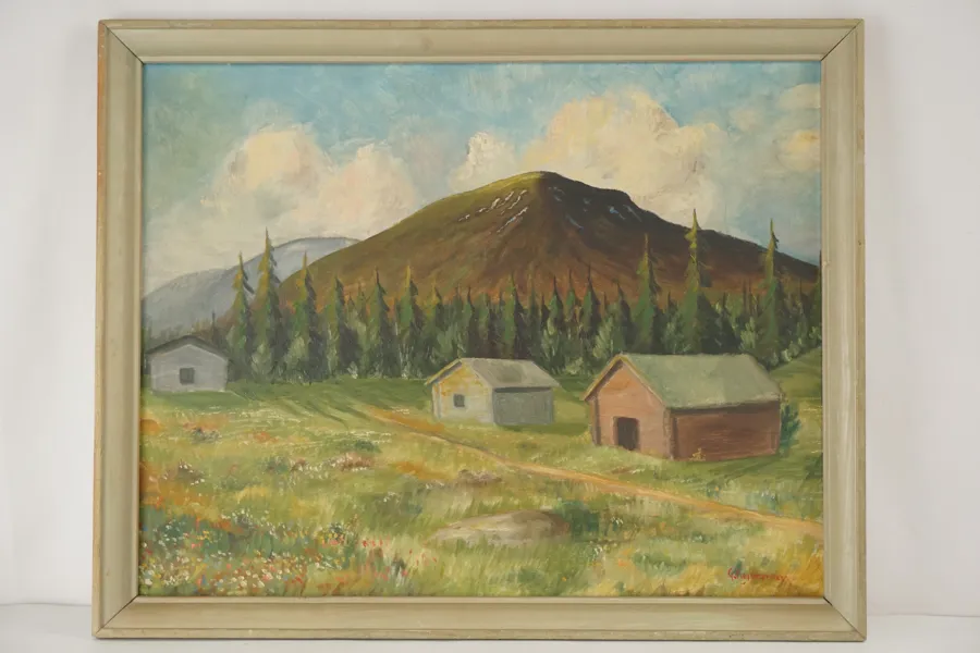 Tavla, Landskap med berg, 62x50cm. M9/