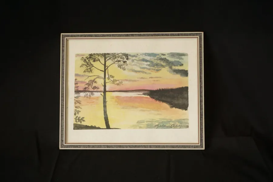 Akvarell, motiv: sjön, trad, 32x26cm. M50/