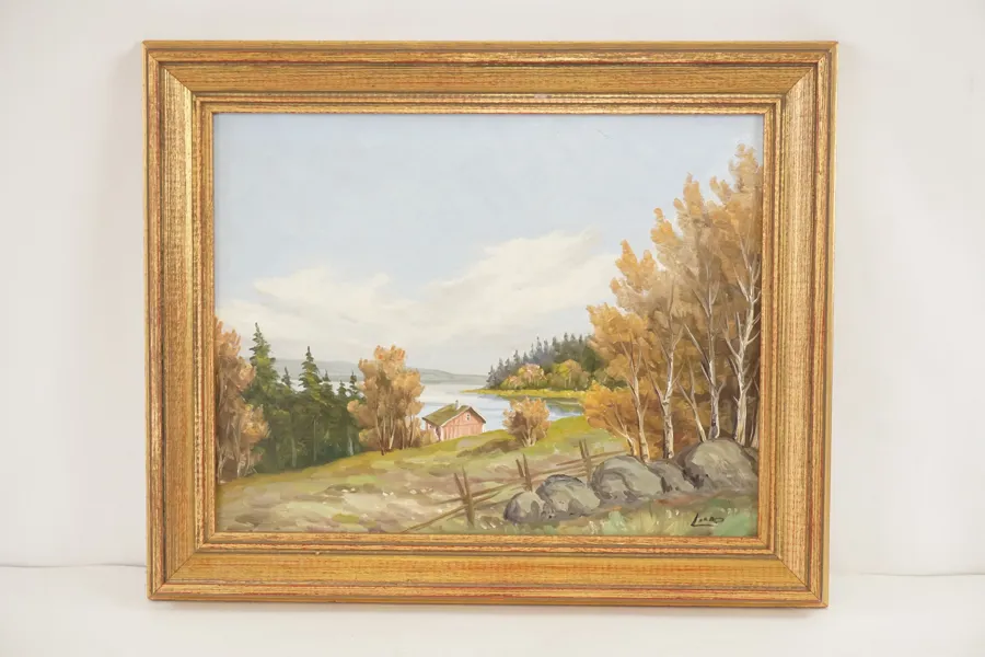 Tavla, stuga, 55x45cm. M12/