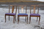 3st stolar med lila stoppad sits. B154/