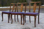 3st stolar med lila stoppad sits. B154/