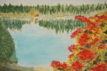 Cume, höst sjölandskap, akvarell 49x39. M20