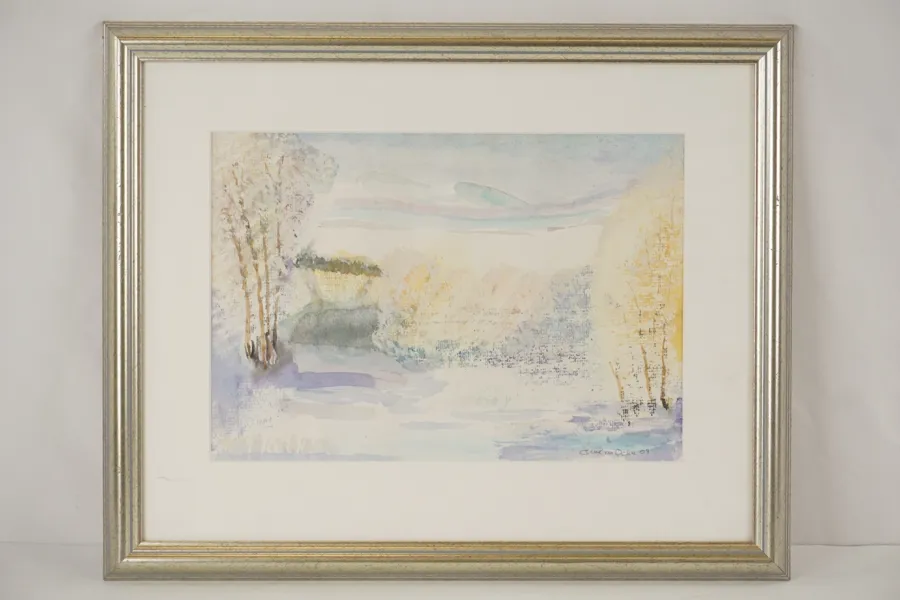 Cumé van Ocke, vinterlandskap, akvarell 53x43. M21