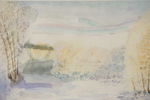 Cumé van Ocke, vinterlandskap, akvarell 53x43. M21