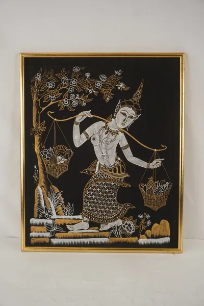 Thailändsk mytologisk figur på tyg 43x52. M22