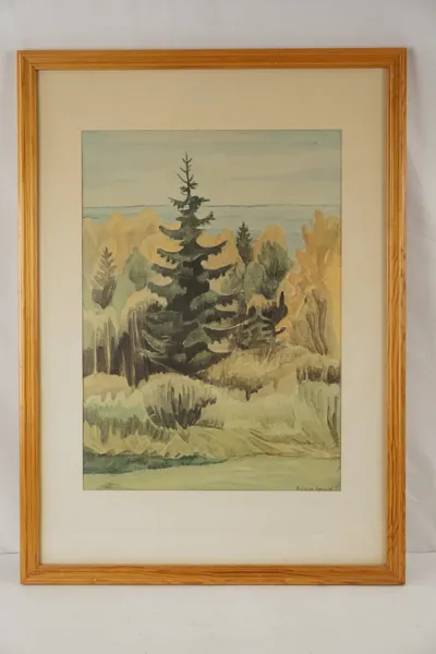 B. J-son Iwald, skog & gran, färglitografi, 53x73. M34
