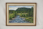 Birgit P, flod, skog & berg, målning, 59x44. M39