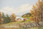 Tavla, stuga, 55x45cm. M12/