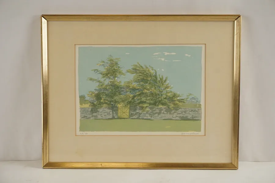 Sven Ljungberg, Litografi, Trädgård 60x47cm. M27/
