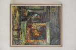Man framför en öppen spis 41x49cm. M42/