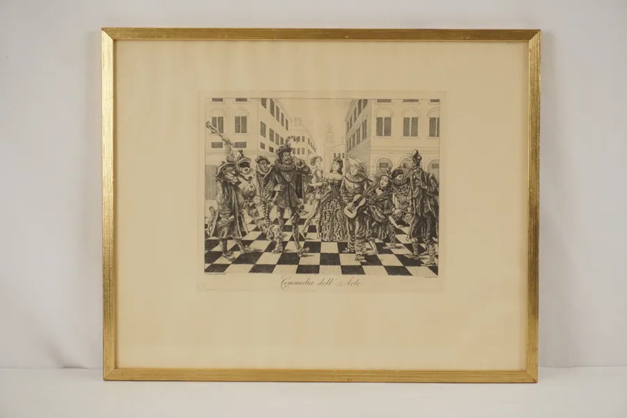 B. Bull Hedlund, Commedia dell'Arte, gravyr, 42x34. M50