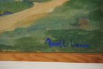 Rolf. E. Lidén, lada & hus, målning, 42x31. M54
