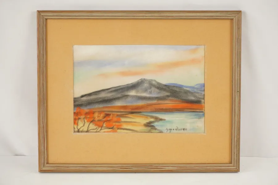 Signerad, höstligt bergslandskap, pastell, 37x30. M56
