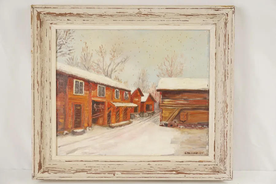 C. Ahlmark, vinterlandskap, målning, 59x51. M62