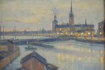 G. Bergqvist, Riddarholmskyrkan, målning 57x47. M65