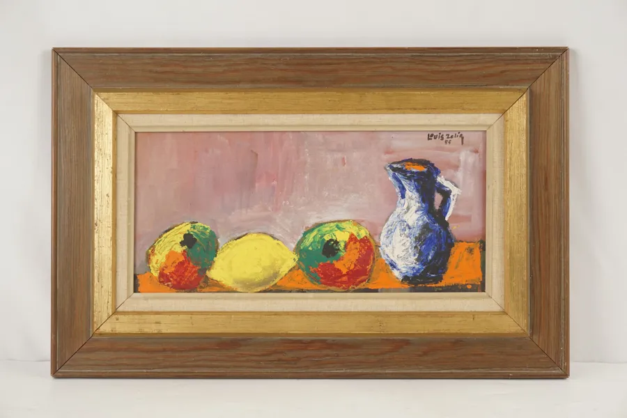 Louis Zelig, frukt & kanna, målning, 53x34. M69