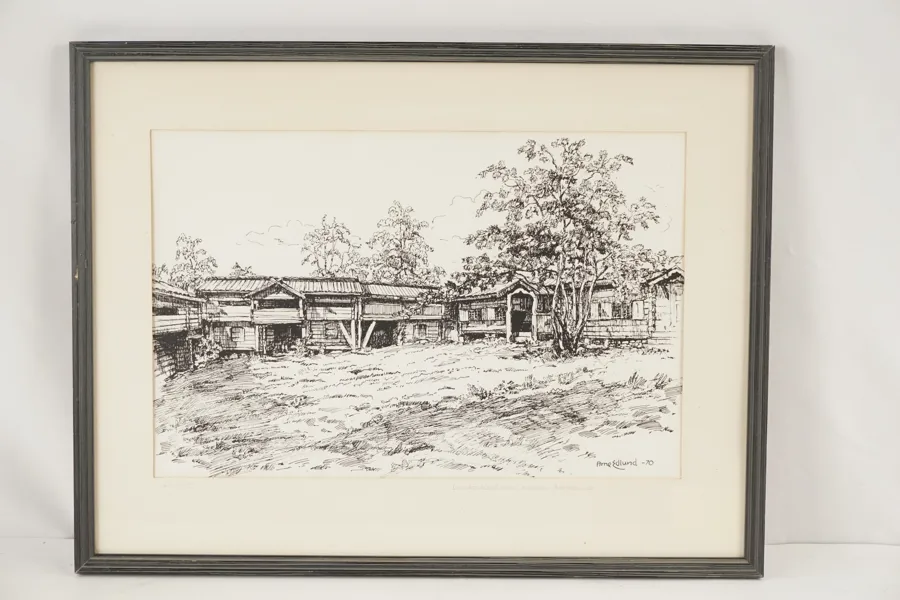 Arne Edlund, Lillhärdalsgården, tryck, 50x38. M71