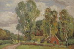 Emil Berlin, Stuga vid skogsbrynet, målning, 65x55. M72