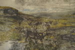 Viktor Forsell, landskap med renar, tryck, 54x42. M79