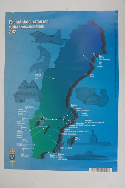Karta Försvarsmakten fördelningen av enheter 2002. M86