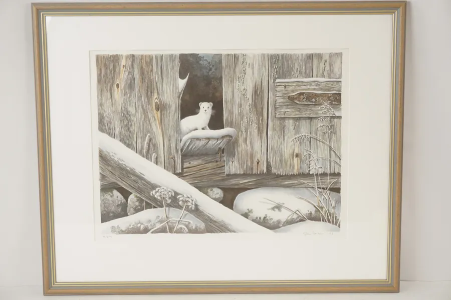 G. Boström, mårddjur i snöigt landskap 41/240, 60x48. M7