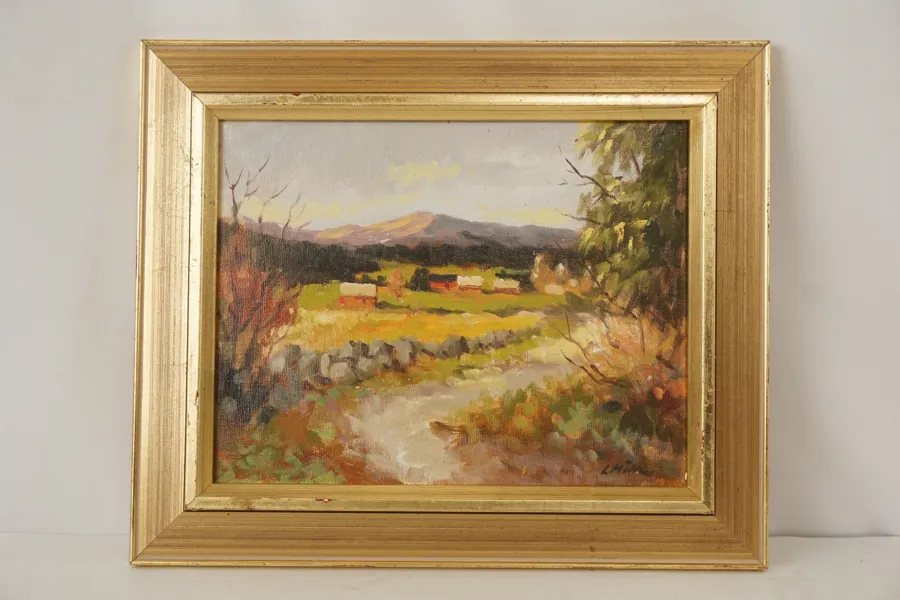 Lennart Möller, Bondgård & Berg, Olja, 35x29. M19