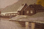 Broderitavla, båt, sjö, berg. M32