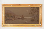 Broderitavla, båt, sjö, berg. M32