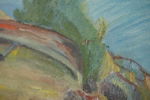 Gunnar Lundström, båtar vid kustlandskap, Olja, 76x53. M36