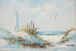 Bonsard, strand med fyr, olja, 58x48. M44