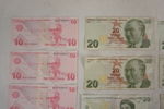 Turkisk 10 & 20 Lira, Dansk 5 sedel. A196