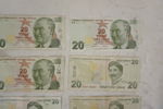 Turkisk 10 & 20 Lira, Dansk 5 sedel. A196