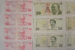 Turkisk 10 & 20 Lira, Dansk 5 sedel. A196