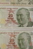 Turkisk 10 & 20 Lira, Dansk 5 sedel. A196