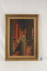 G.A. Bergström, stad i mörker, målning, 49x67. M67/