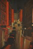 G.A. Bergström, stad i mörker, målning, 49x67. M67/