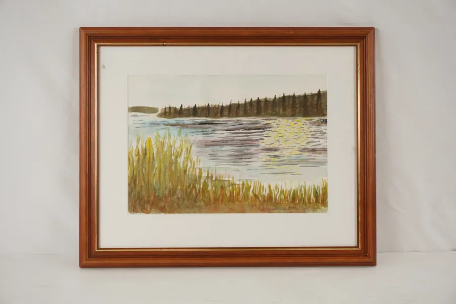 Cumé van Ocke, sjö med hög gräs, 54x44, akvarell. M24/