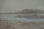 M. Hedberg, sjö och berg, målning ,36x28. M60/