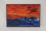 Bel, Blå sjö röd himmel, målning, 59x39. M33/