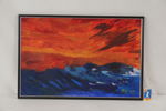 Bel, Blå sjö röd himmel, målning, 59x39. M33/