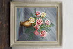 Carl G Wiklund olja på pannå signerad (rosor) 50,5x58,5cm. M35
